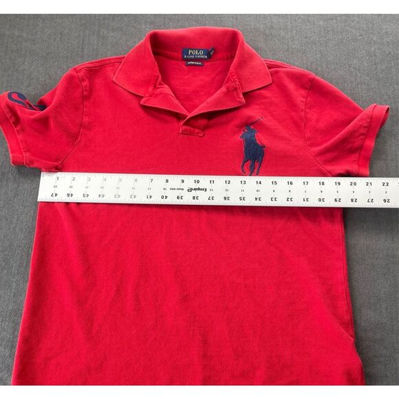 Polo Ralph Lauren Big Pony Polo Shirt Mens M Red Custom Slim Fit Classic 3 - Picture 6 of 11